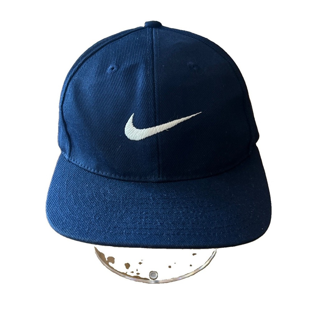VTG Nike Air Center Swoosh Embroidered SnapBack Hat Navy Streetwear 90s F61102